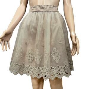 Bebe Organza Tulle Embroidered Mini Skirt 8 Flared Fairy Balletcore Coquette